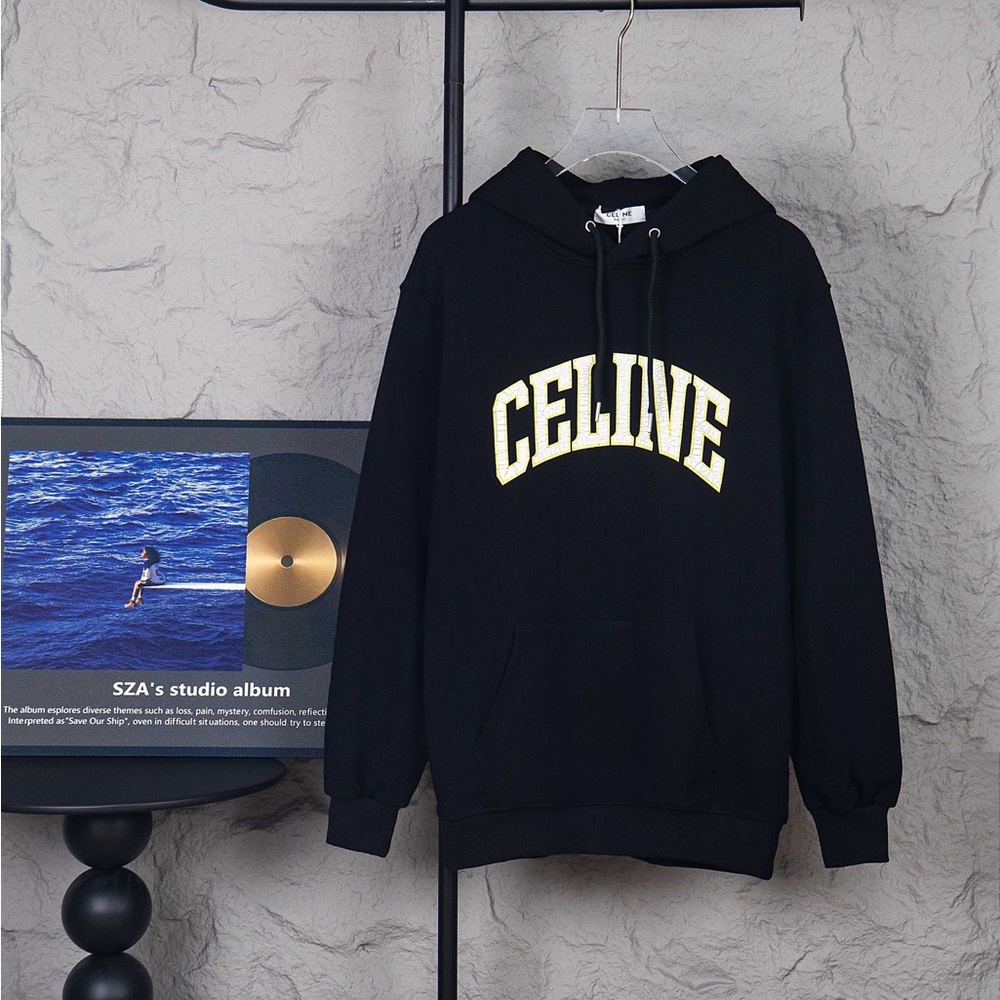 CELINE Women’s Black Hoodie with Logo
